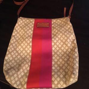 KATE SPADE Canvas Monogram & Stripe Crossbody Bag